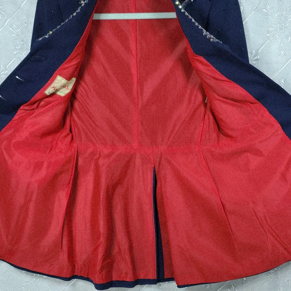 Harry‎ Hall Riding Apparel Blazer Saddleseat Jacket Rhinestone Embellished Blue